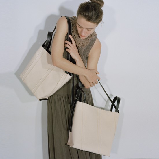 Raw-edged canvas tote bag cross-body cowhide - Memoo.com